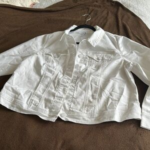 Lane Bryant White Jean Jacket with Classic Collar size 20